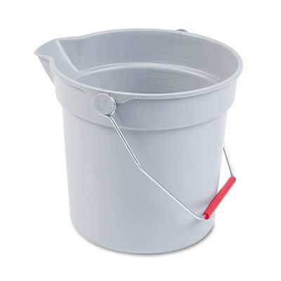 RUBBERMAID COMMERCIAL PROD. 10 Quart Plastic Utility Pail, Plastic, Gray, 10.5" dia - OrdermeInc