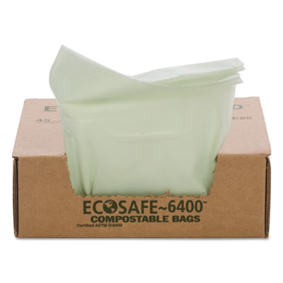 STOUT EcoSafe-6400 Bags, 13 gal, 0.85 mil, 24" x 30", Green, 45/Box - OrdermeInc