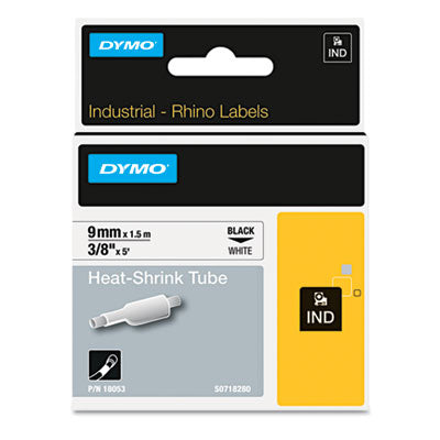 DYMO® Rhino Heat Shrink Tubes Industrial Label Tape, 0.37" x 5 ft, White/Black Print OrdermeInc OrdermeInc