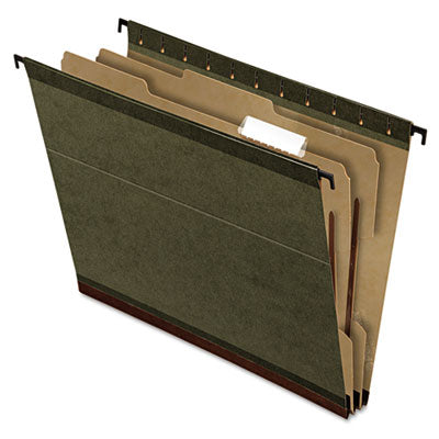 Pendaflex® SureHook Reinforced Hanging Divider Folders, 2" Expansion, 1 Divider, 4 Fasteners, Letter Size, Green Exterior, 10/Box OrdermeInc OrdermeInc