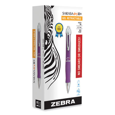 Zebra® GR8 Gel Pen, Retractable, Medium 0.7 mm, Violet Ink, Violet/Silver Barrel, 12/Pack OrdermeInc OrdermeInc