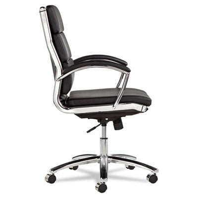 ALERA Alera Neratoli Mid-Back Slim Profile Chair, Faux Leather, Supports Up to 275 lb, Black Seat/Back, Chrome Base