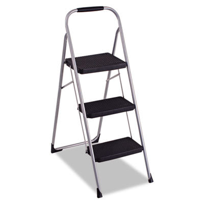 COSCO 3-Step Big Step Folding Stool, 200 lb Capacity, 17.75 x 28 x 45.63, Light Gray - OrdermeInc