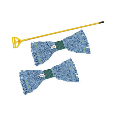 BOARDWALK Looped End Mop Kit, Medium Blue Cotton/Rayon/Synthetic Head, 60" Yellow Metal/Polypropylene Handle - OrdermeInc