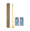 BOARDWALK Looped End Mop Kit, Medium Blue Cotton/Rayon/Synthetic Head, 60" Yellow Metal/Polypropylene Handle - OrdermeInc