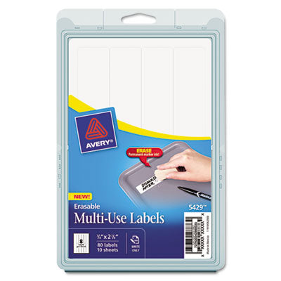 Erasable ID Labels, Inkjet/Laser Printers, 0.88 x 2.88, White, 8/Sheet, 10 Sheets/Pack OrdermeInc OrdermeInc