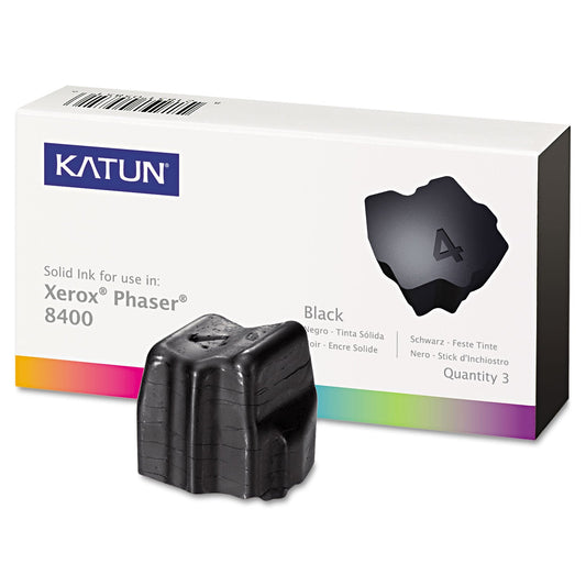 Compatible 108R00604 Solid Ink Stick, 3,400 Page-Yield, Black, 3/Box