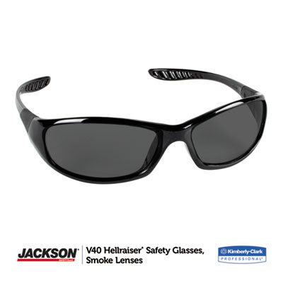 KleenGuard™ V40 HellRaiser Safety Glasses, Black Frame, Smoke Lens - OrdermeInc
