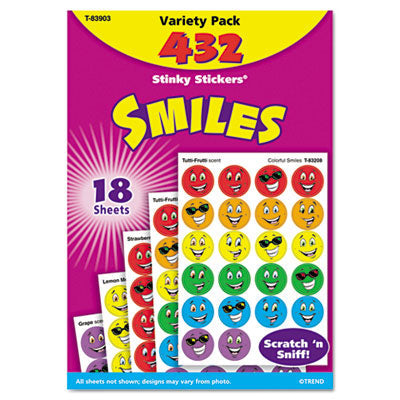 TREND® Stinky Stickers Variety Pack, Smiles, Assorted Colors, 432/Pack - OrdermeInc