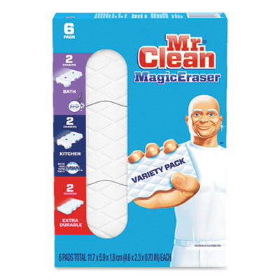 Mr. Clean® Magic Eraser Variety Pack, Extra Durable; Bath; Kitchen, White, 4.6 x 2.3, 0.7" Thick, White 6/Pack OrdermeInc OrdermeInc