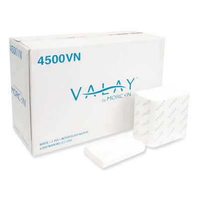 MORCON Valay Interfolded Napkins, 2-Ply, 6.5 x 8.25, White, 500/Pack, 12 Packs/Carton - OrdermeInc