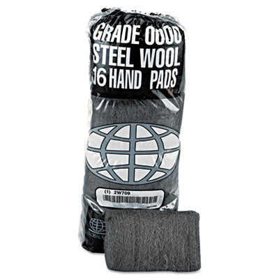 Industrial-Quality Steel Wool Hand Pad, #0 Fine, Steel Gray, 16/Pack, 12 Packs/Carton OrdermeInc OrdermeInc