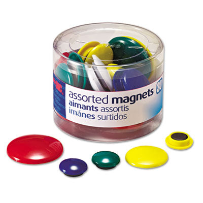 OFFICEMATE INTERNATIONAL CORP. Assorted Magnets, Circles, Assorted Sizes and Colors, 30/Tub