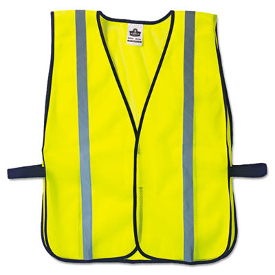 GloWear 8020HL Safety Vest, Polyester Mesh, Hook Closure, One Size Fit All, Lime - OrdermeInc