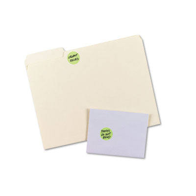 Printable Self-Adhesive Removable Color-Coding Labels, 1.25" dia, Neon Green, 8/Sheet, 50 Sheets/Pack, (5498) OrdermeInc OrdermeInc