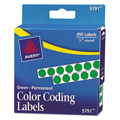 Handwrite-Only Permanent Self-Adhesive Round Color-Coding Labels in Dispensers, 0.25" dia, Green, 450/Roll, (5791) OrdermeInc OrdermeInc