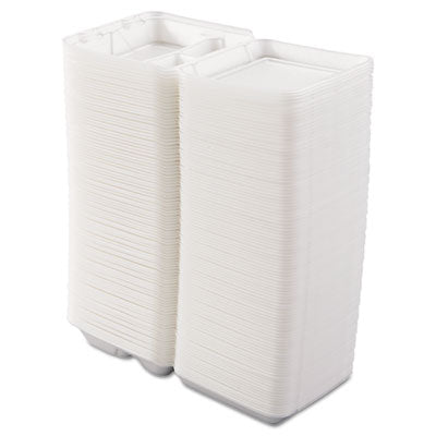 DART Foam Hinged Lid Containers, 3-Compartment, 7.5 x 8 x 2.3, White, 200/Carton - OrdermeInc