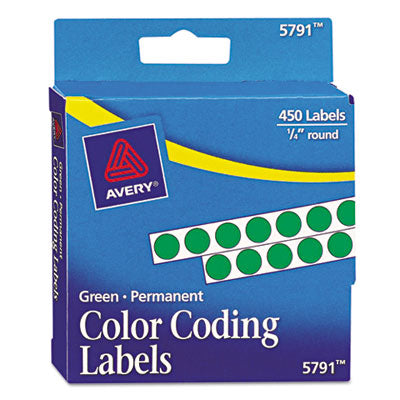 Handwrite-Only Permanent Self-Adhesive Round Color-Coding Labels in Dispensers, 0.25" dia, Green, 450/Roll, (5791) OrdermeInc OrdermeInc