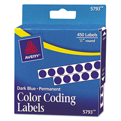 Handwrite-Only Permanent Self-Adhesive Round Color-Coding Labels in Dispensers, 0.25" dia, Dark Blue, 450/Roll, (5793) OrdermeInc OrdermeInc