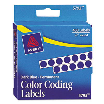 Handwrite-Only Permanent Self-Adhesive Round Color-Coding Labels in Dispensers, 0.25" dia, Dark Blue, 450/Roll, (5793) OrdermeInc OrdermeInc