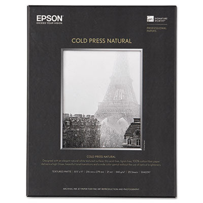 Epson® Cold Press Fine Art Paper, 19 mil, 8.5 x 11, Textured Matte Natural, 25/Pack OrdermeInc OrdermeInc