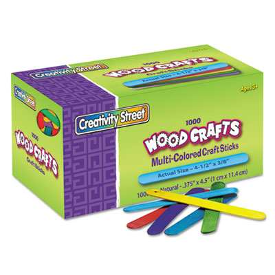 Creativity Street® Colored Wood Craft Sticks, 4.5" x 0.38", Assorted, 1,000/Box OrdermeInc OrdermeInc