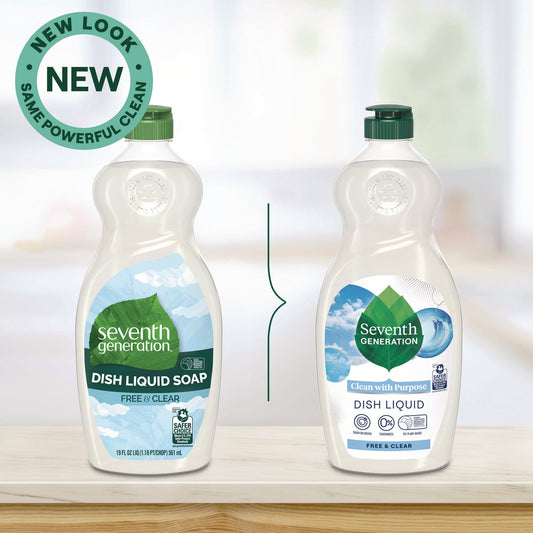 Natural Dishwashing Liquid, Free and Clear, 19 oz Bottle - OrderMe