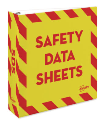 AVERY PRODUCTS CORPORATION Heavy-Duty Preprinted Safety Data Sheet Binder, 3 Rings, 2" Capacity, 11 x 8.5, Yellow/Red