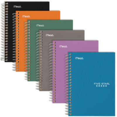 MEAD PRODUCTS Wirebound Notebook with Two Pockets, 1-Subject, Medium/College Rule, Randomly Assorted Cover Color, (100) 7 x 4.38 Sheets