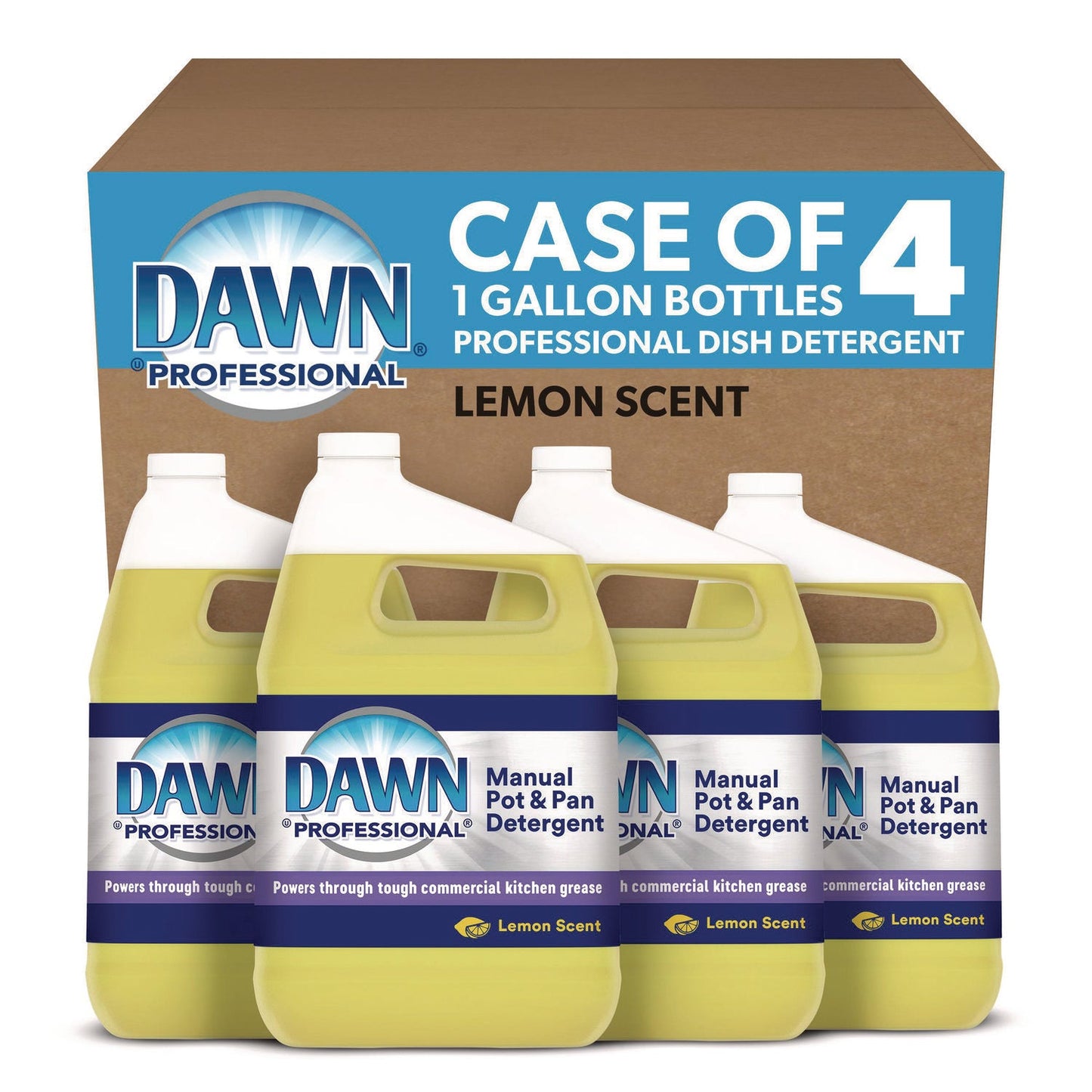 Manual Pot/Pan Dish Detergent, Lemon, 4/Carton - OrderMe