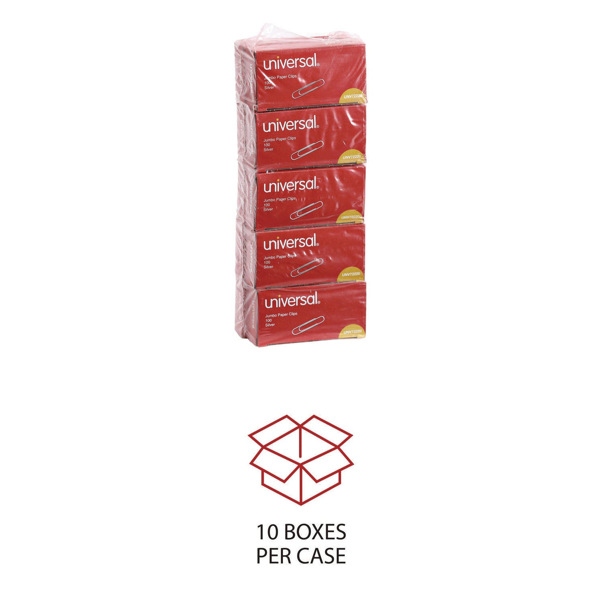 Paper Clips, Jumbo, Smooth, Silver, 100 Clips/Box, 10 Boxes/Pack– OrderMe