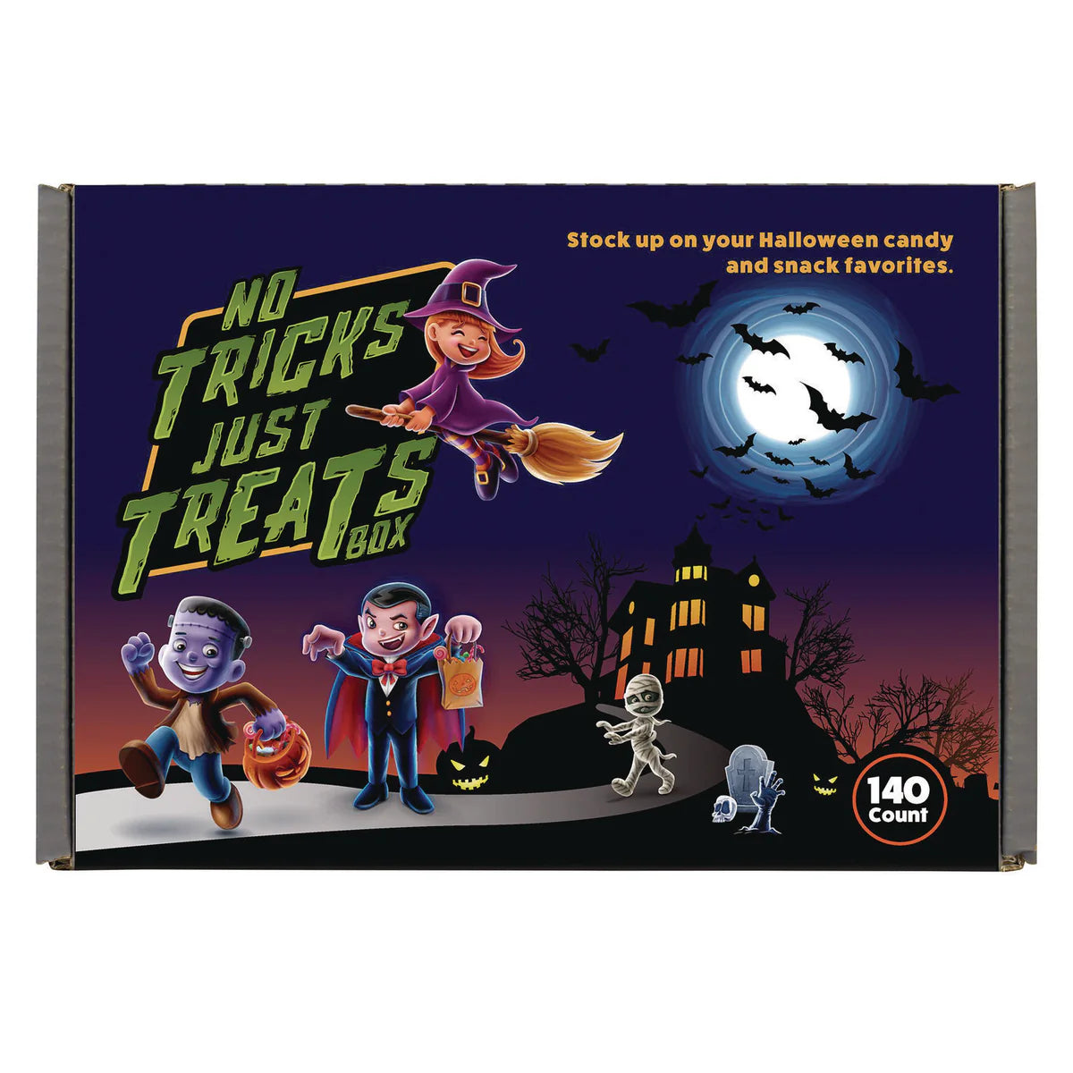 Snack Box Pros No Tricks Just Treats Halloween Box, Assorted Varieties, 140 Count