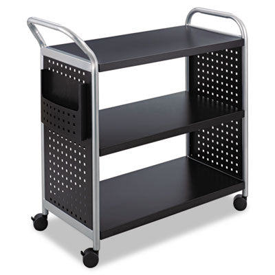 Scoot Three Shelf Utility Cart, Metal, 3 Shelves, 1 Bin, 300 lb Capacity, 31" x 18" x 38", Black/Silver OrdermeInc OrdermeInc