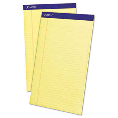 Perforated Writing Pads, Wide/Legal Rule, 50 Canary-Yellow 8.5 x 14 Sheets, Dozen OrdermeInc OrdermeInc