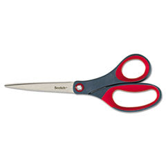 Scotch® Precision Scissors, 8" Long, 3.13" Cut Length, Gray/Red Straight Handle - OrdermeInc