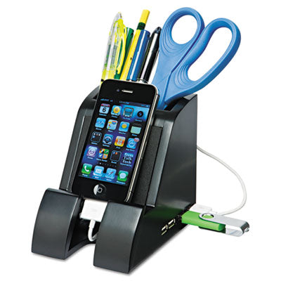 Victor® Smart Charge Pencil Cup with USB Charging Hub, Black OrdermeInc OrdermeInc