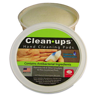 LEE PRODUCTS COMPANY Clean-Ups Hand Cleaning Pads, Cloth, 1-Ply, 3" dia, Mild Floral Scent, 60/Tub - OrdermeInc