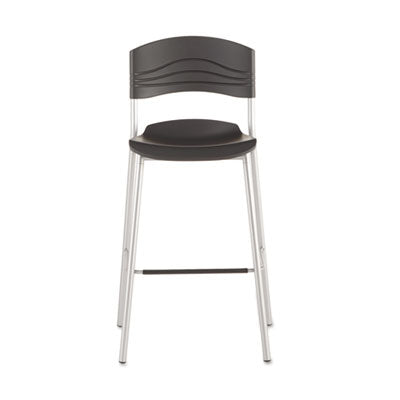 CafeWorks Stool, Supports Up to 225 lb, 30" Seat Height, Graphite Seat, Graphite Back, Silver Base OrdermeInc OrdermeInc