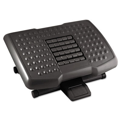 KANTEK INC. Premium Adjustable Footrest with Rollers, Plastic, 18w x 13d x 4 to 6.5h, Black