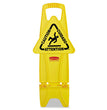 RUBBERMAID COMMERCIAL PROD. Stable Multi-Lingual Safety Sign, 13 x 13.25 x 26, Yellow - OrdermeInc