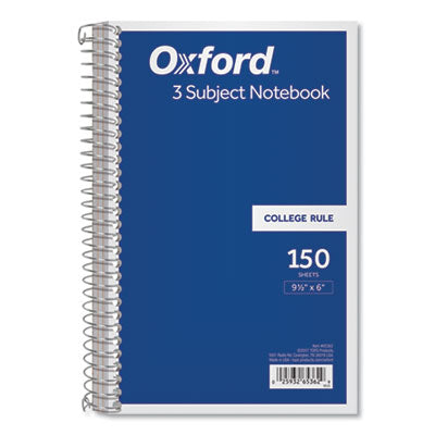 Oxford™ Coil-Lock Wirebound Notebooks, 3-Subject, Medium/College Rule, Randomly Assorted Cover Color, (150) 9.5 x 6 Sheets - OrdermeInc