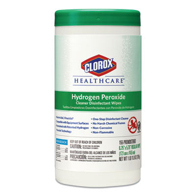 CLOROX SALES CO. Hydrogen Peroxide Cleaner Disinfectant Wipes, 5.75 x 6.75, Unscented, White, 155/Canister, 6 Canisters/Carton - OrdermeInc