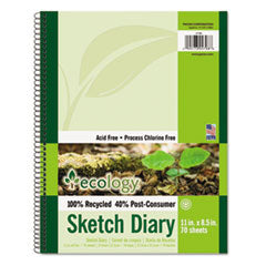 Pacon® Ecology Sketch Diary, 60 lb Text Paper Stock, Green Cover, (70) 11 x 8.5 Sheets - OrdermeInc