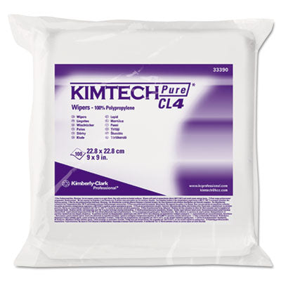 Kimtech™ W4 Critical Task Wipers, Flat Double Bag, 3-Ply, 9 x 9, Unscented, White, 100/Bag, 5 Bags/Carton - OrdermeInc