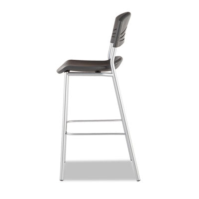 CafeWorks Stool, Supports Up to 225 lb, 30" Seat Height, Graphite Seat, Graphite Back, Silver Base OrdermeInc OrdermeInc