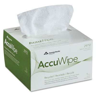 AccuWipe Recycled One-Ply Delicate Task Wipers, 1-Ply, 4.5 x 8.25, Unscented, White, 280/Box OrdermeInc OrdermeInc