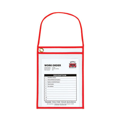 C-Line® 1-Pocket Shop Ticket Holder w/Setrap and Red Stitching, 75-Sheet, 9 x 12, 15/Box - OrdermeInc