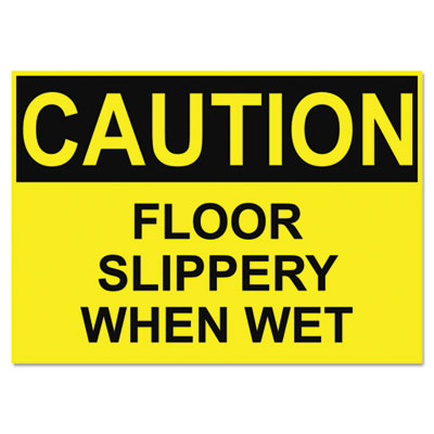 OSHA Safety Signs, CAUTION SLIPPERY WHEN WET, Yellow/Black, 10 x 14 OrdermeInc OrdermeInc