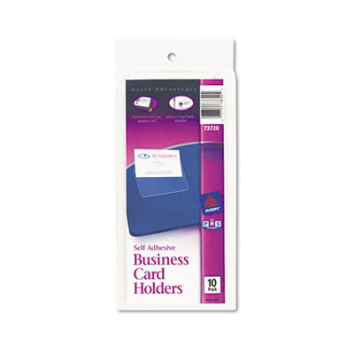 AVERY PRODUCTS CORPORATION Self-Adhesive Top-Load Business Card Holders, Top Load, 3.5 x 2, Clear, 10/Pack