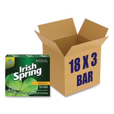 Irish Spring® Bar Soap, Clean Fresh Scent, 3.75 oz, 3 Bars/Pack, 18 Packs/Carton - OrdermeInc
